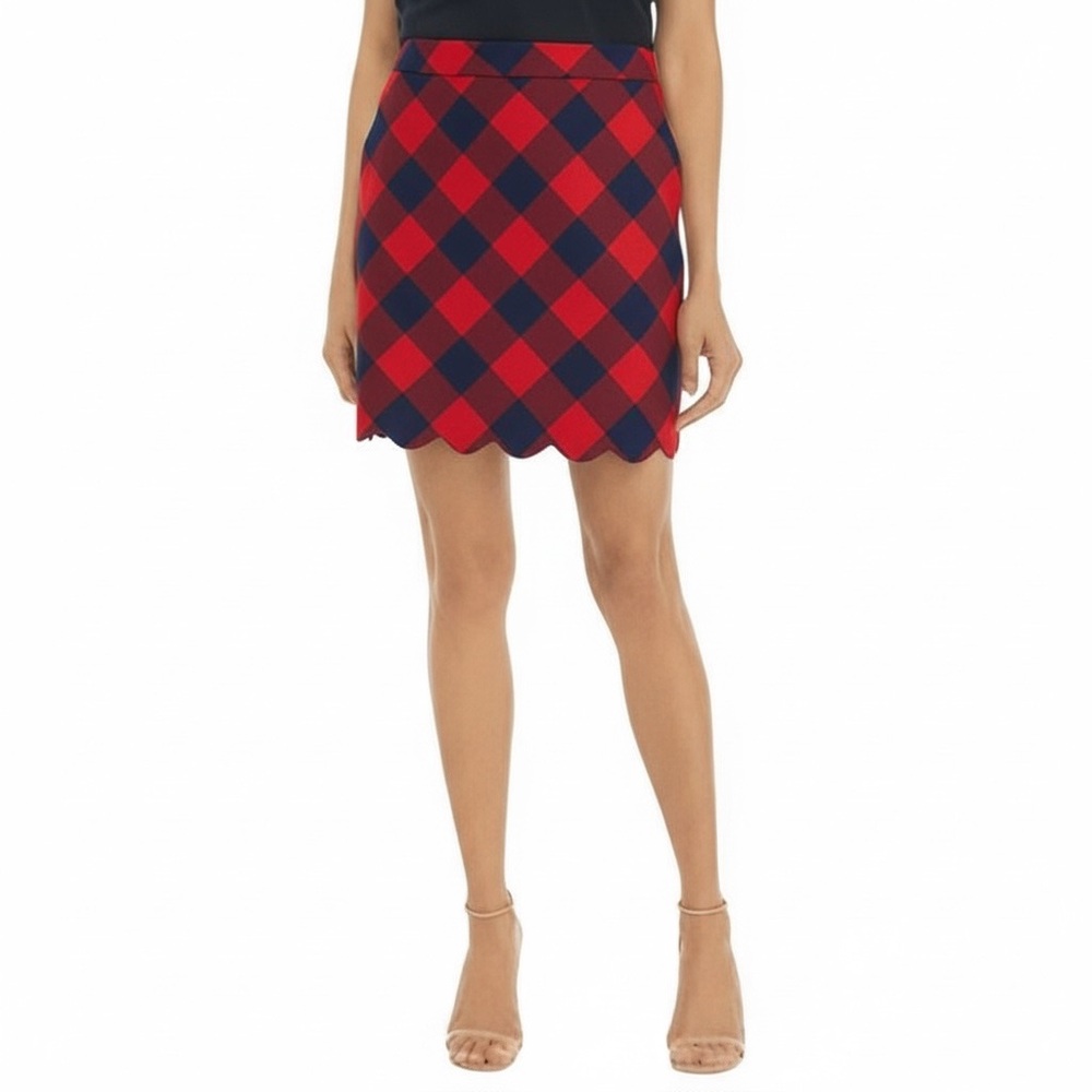 NEW Crown & Ivy Buffalo Check Mini Skirt Size 10 Red and Navy
